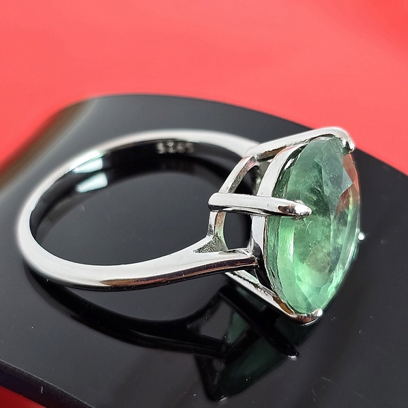Natural Green Fluorite 925 Sterling Silver Ring SZ 6.75 - Picture 3 of 7